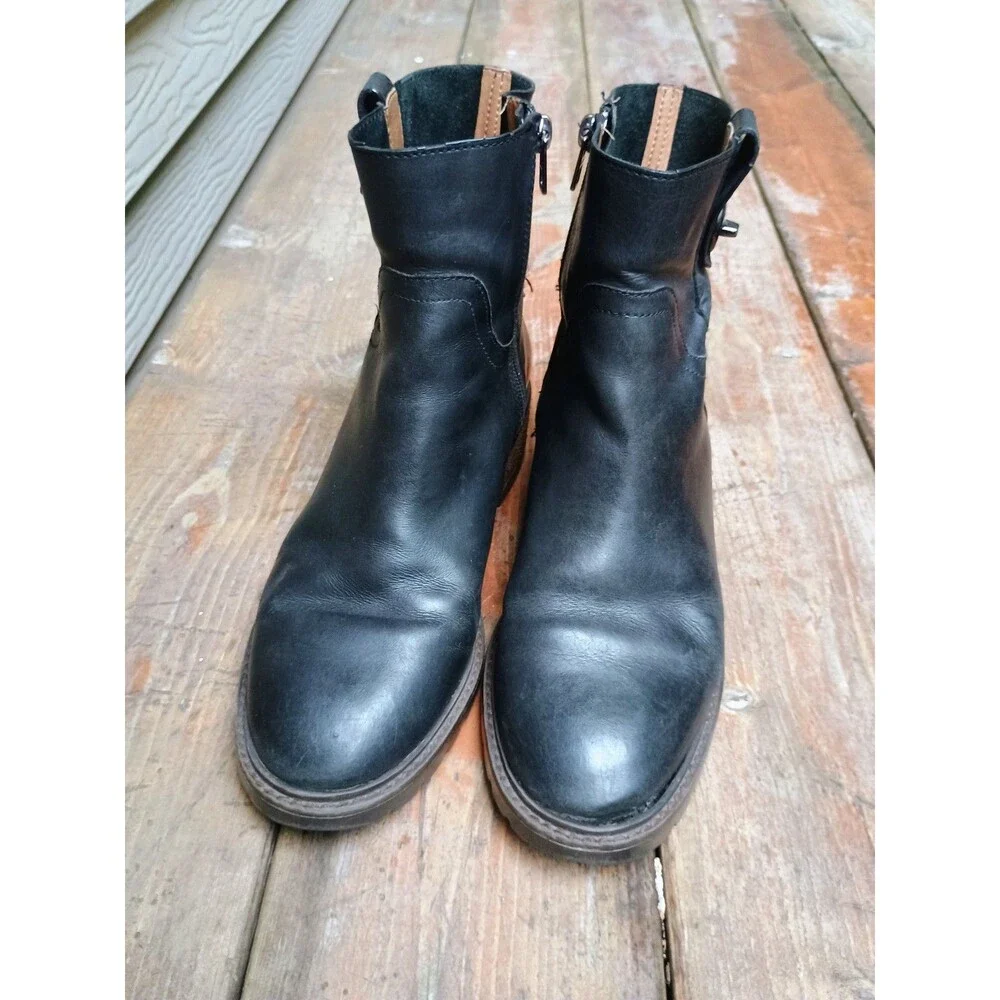 Coach Georgetta Black Ankle Boots Turn Lock Detail Sz 8.5 B